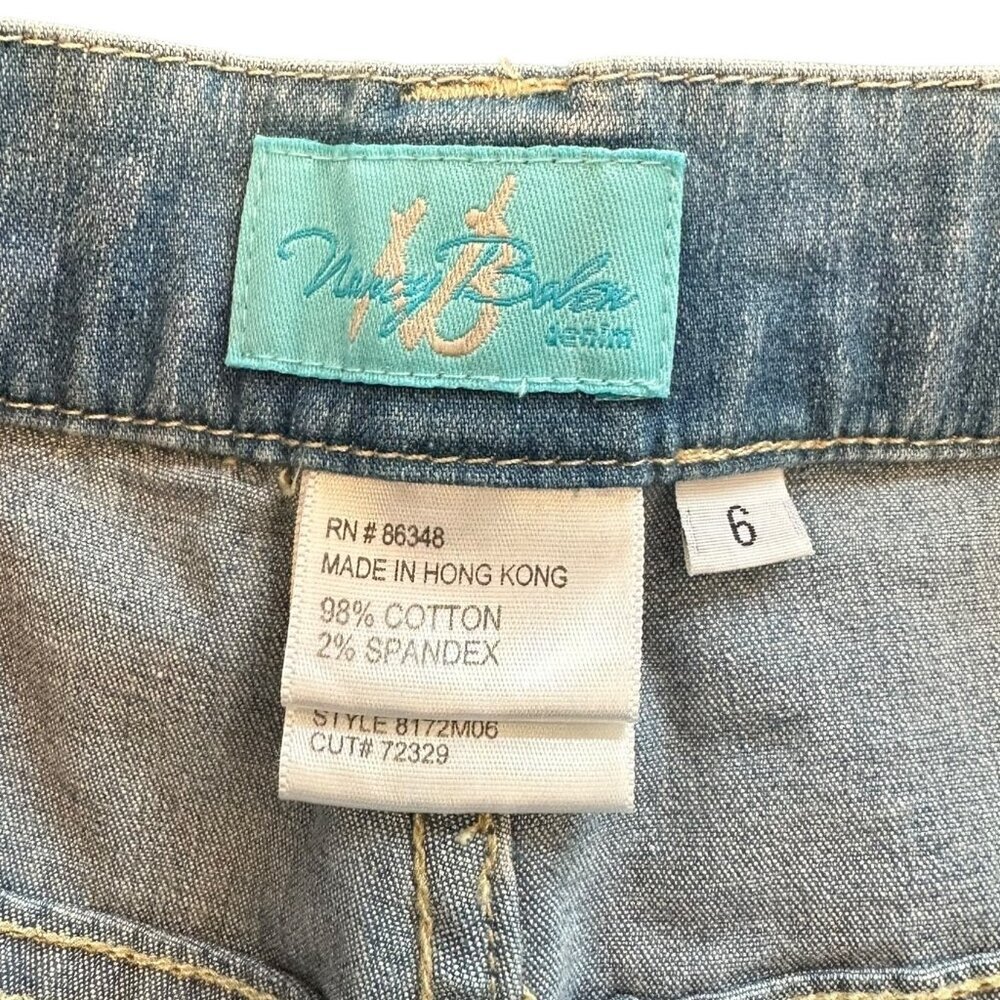 Nancy Bolen Denim Lace Trim Cropped Jeans Light Wash Size 6 Capri - Picture 5 of 5